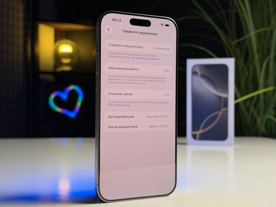 ВЖИВАНИЙ Б/У Apple iPhone 16 Pro Max 256GB Natural Titanium (MYWY3) - Состояние: хороший | Аккумулятор: 91% | Комплектация: полный | Гарантия: 3 мес.