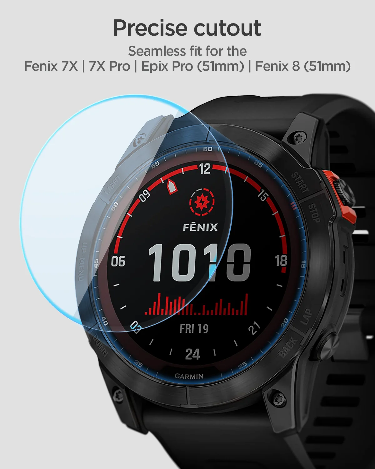 Защитное стекло Spigen GLAS.tR EZ Fit for Garmin Fenix 7X/Fenix 8 Pro/Fenix 8 [51mm] (AGL04633)