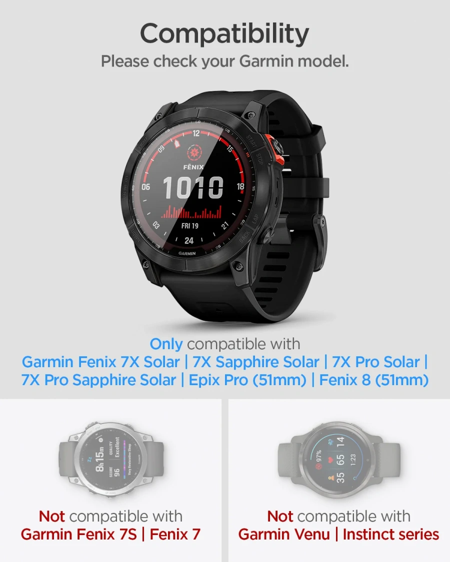 Защитное стекло Spigen GLAS.tR EZ Fit for Garmin Fenix 7X/Fenix 8 Pro/Fenix 8 [51mm] (AGL04633)