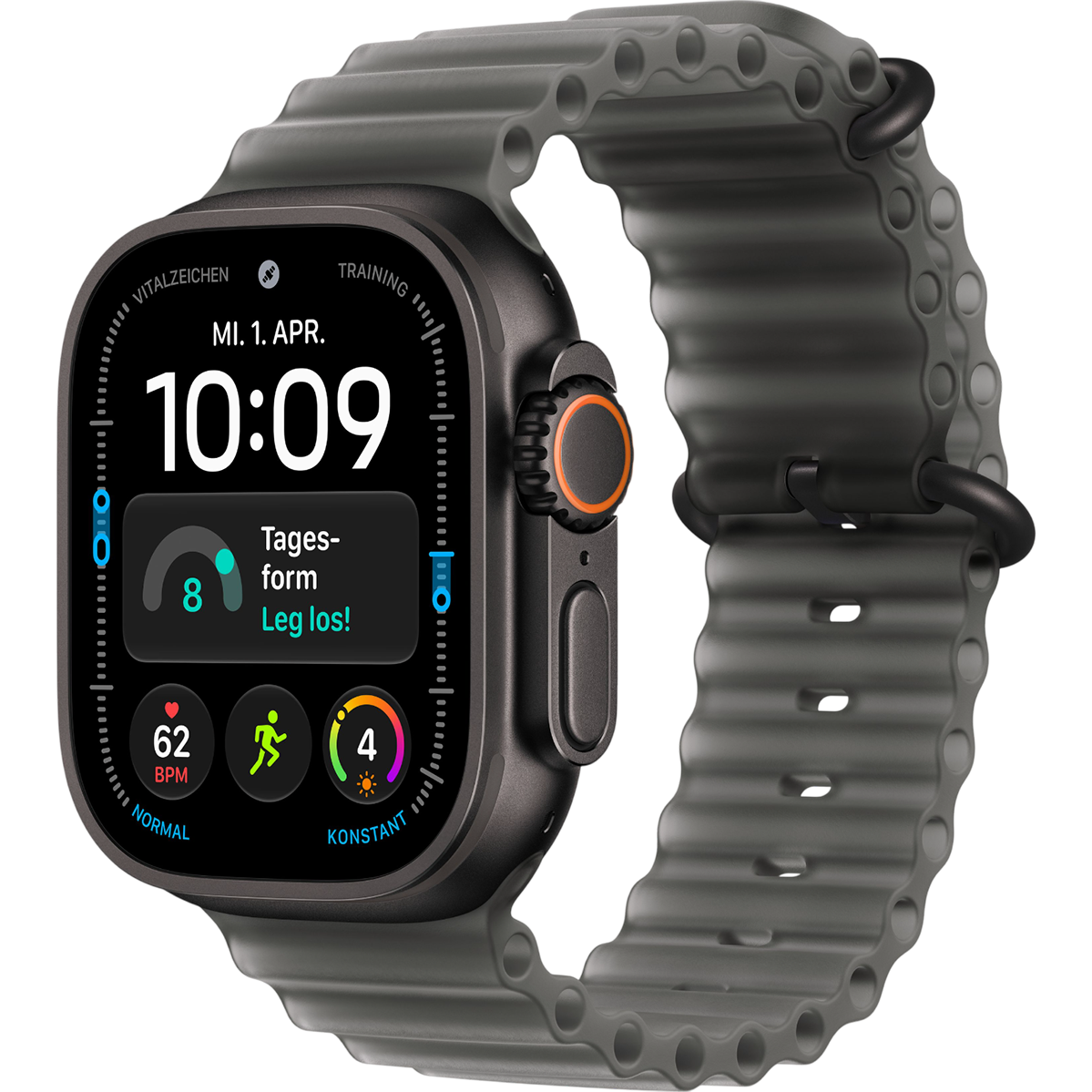 AApple Watch Ultra 4 GPS + Cellular 49mm Black Titanium Case with Translucent Black Ocean Band (MJAY4)
