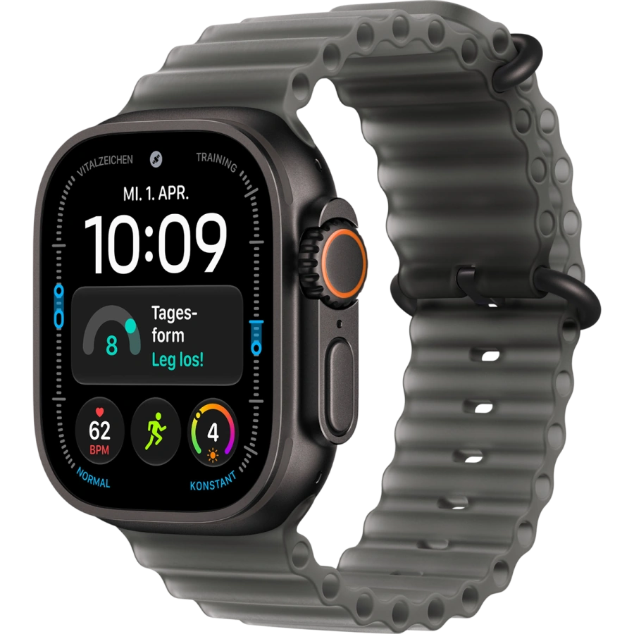 AApple Watch Ultra 4 GPS + Cellular 49mm Black Titanium Case with Translucent Black Ocean Band (MJAY4)
