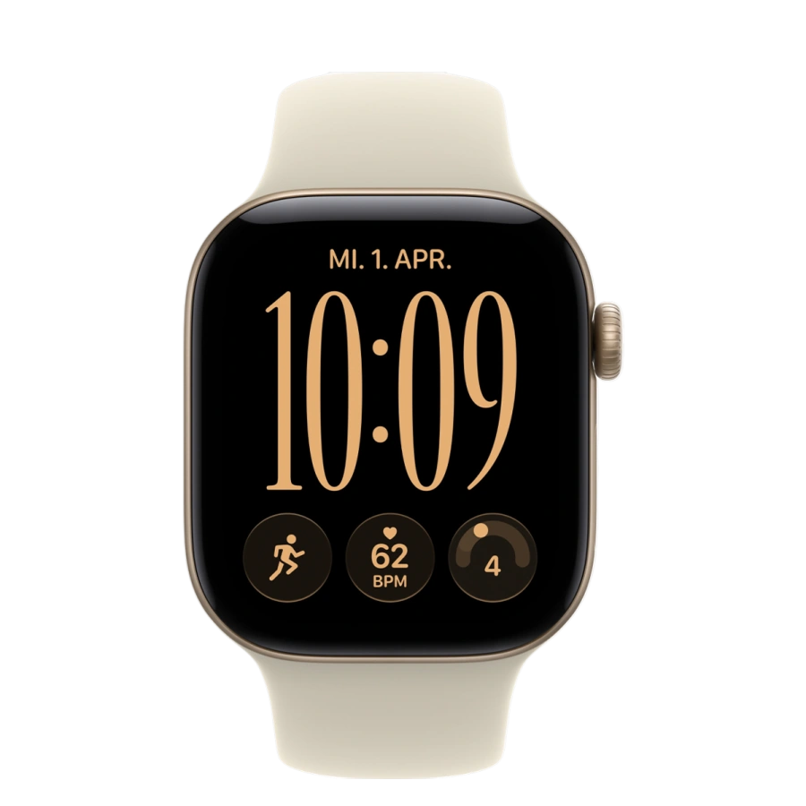 Apple Watch Series 12 GPS 42mm Light Gold Aluminum Case with Sand Sport Band - M/L (MJEE4)