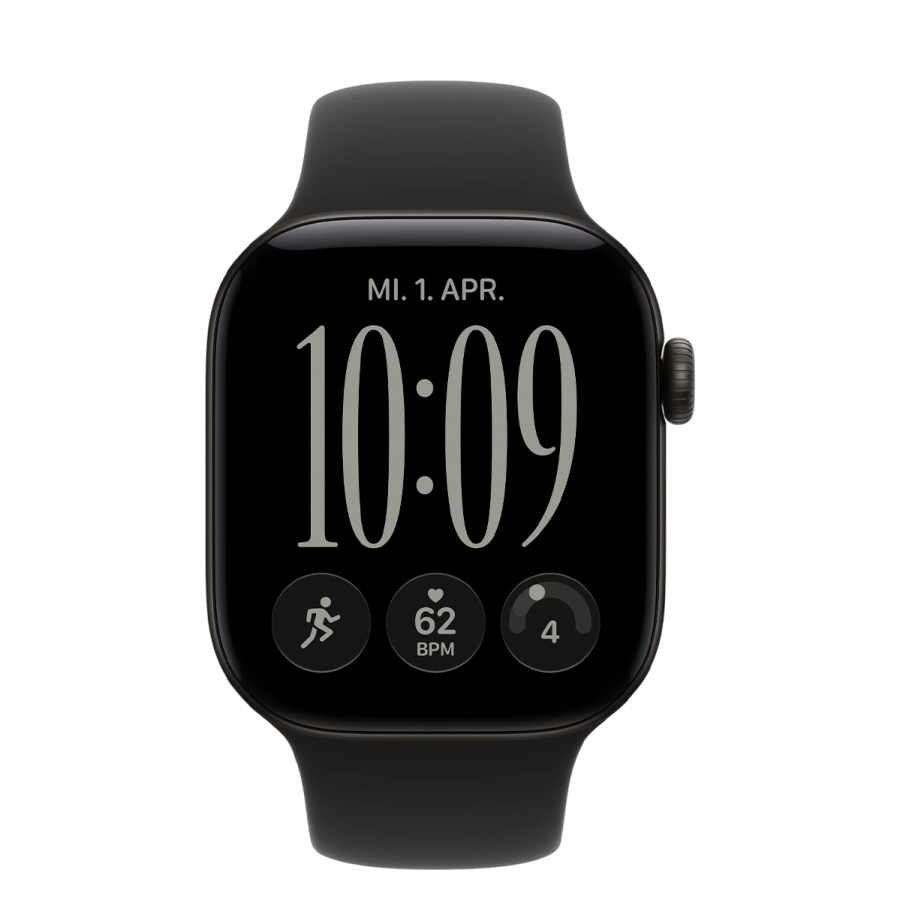 Apple Watch Series 12 GPS 42mm Black Aluminum Case with Black Sport Band - S/M (MJEA4)