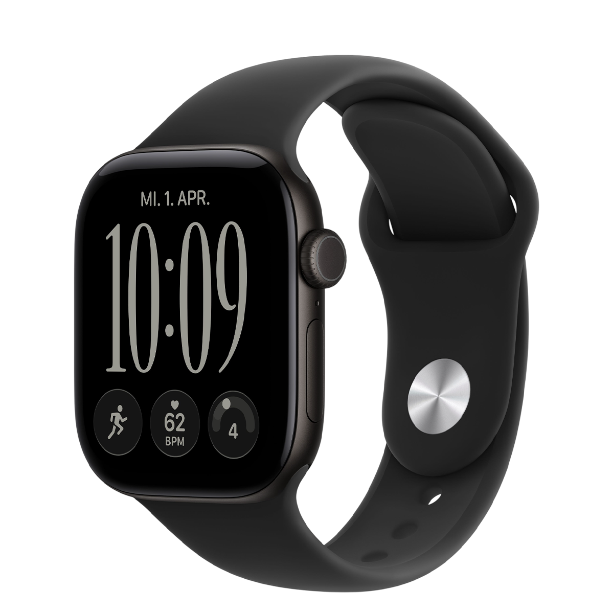 Apple Watch Series 12 GPS 42mm Black Aluminum Case with Black Sport Band - S/M (MJEA4)