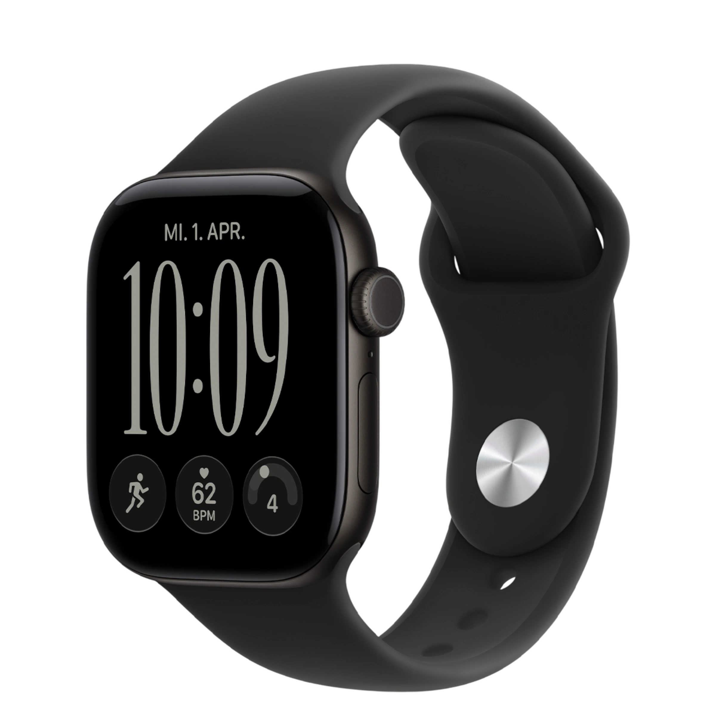 Apple Watch Series 12 GPS 42mm Black Aluminum Case with Black Sport Band - M/L (MJEC4)
