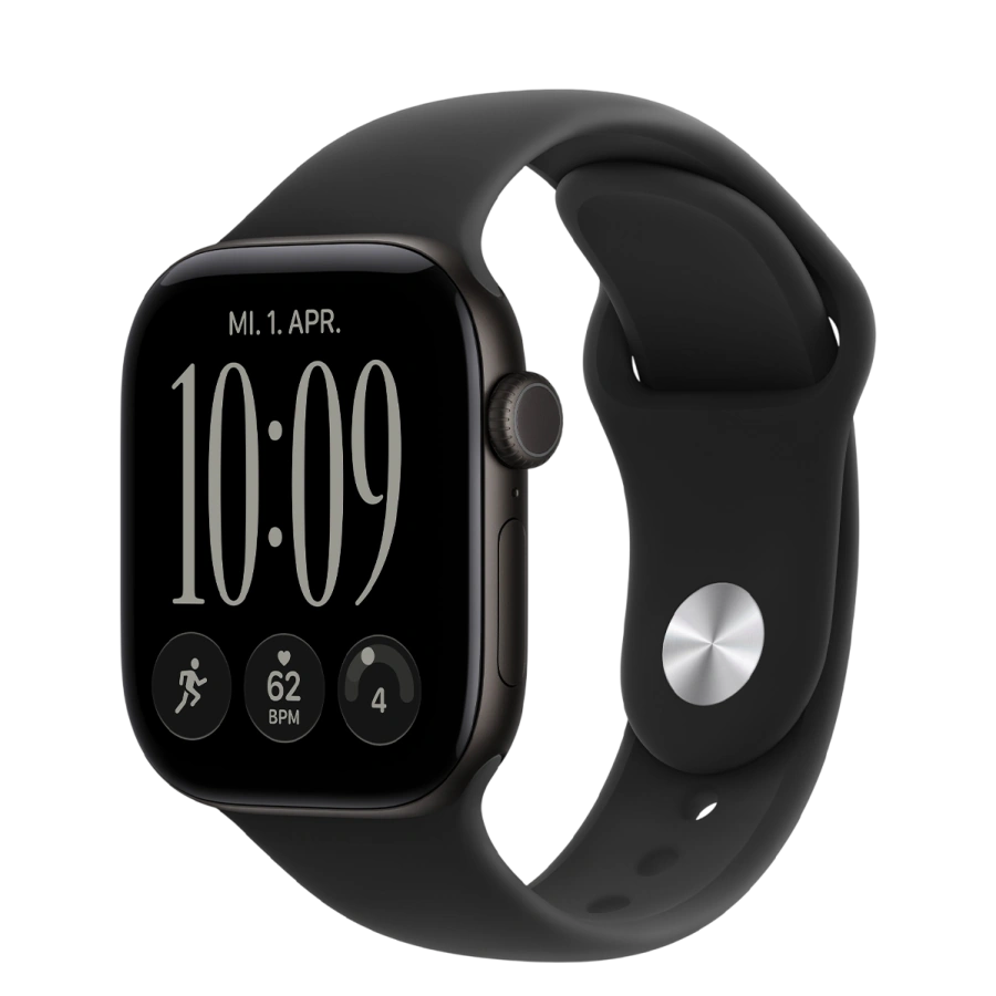 Apple Watch Series 12 GPS 42mm Black Aluminum Case with Black Sport Band - S/M (MJEA4)