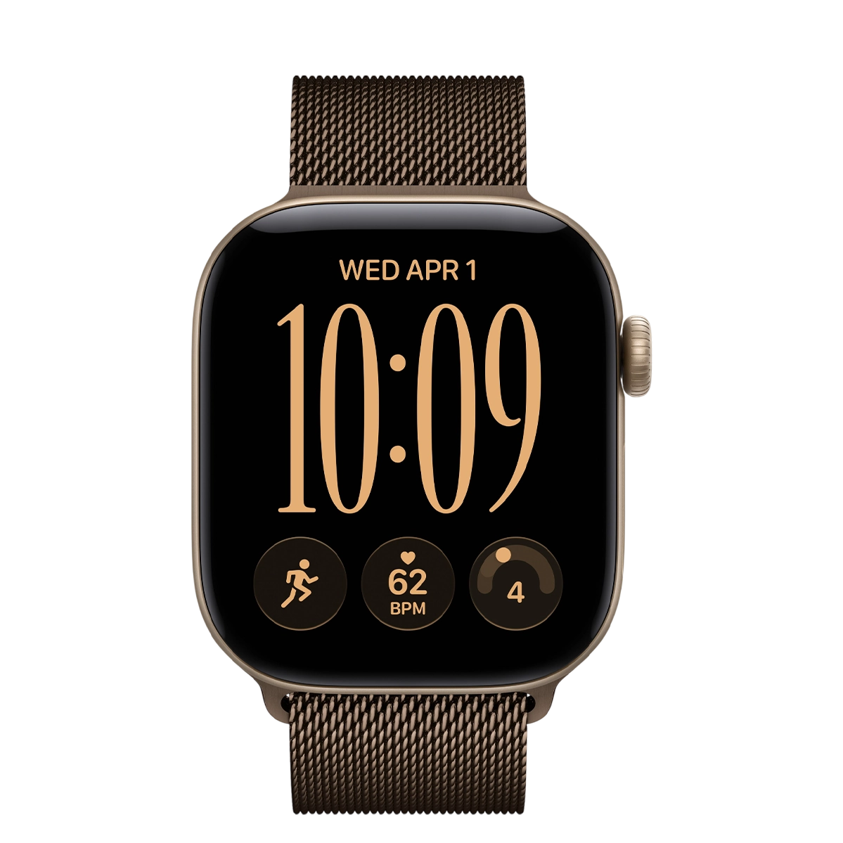 Apple Watch Series 12 GPS 42mm Light Gold Aluminum Case with Dark Bronze Milanese Loop (MJFQ4+MJNJ4)