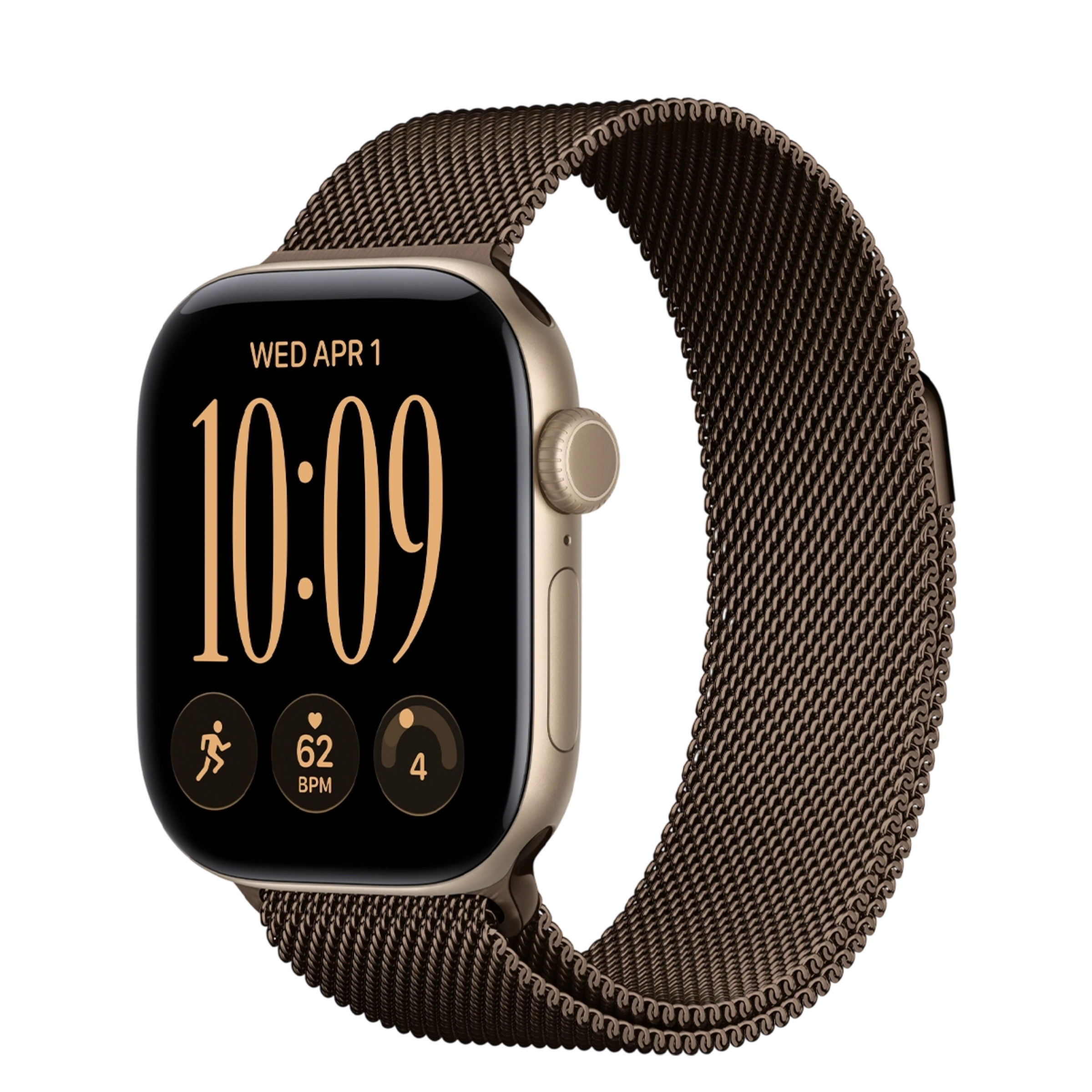 Apple Watch Series 12 GPS + Cellular 42mm Light Gold Aluminum Case with Dark Bronze Milanese Loop (MJJF4+MJNJ4)