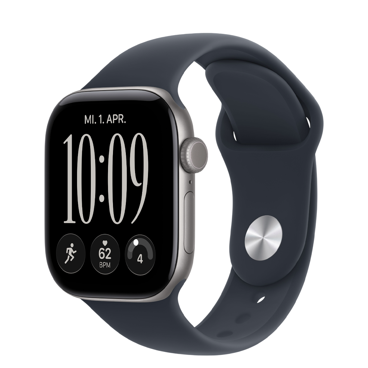 Apple Watch Series 12 GPS 42mm Space Gray Aluminum Case with Navy Blue Sport Band - M/L (MJE94)