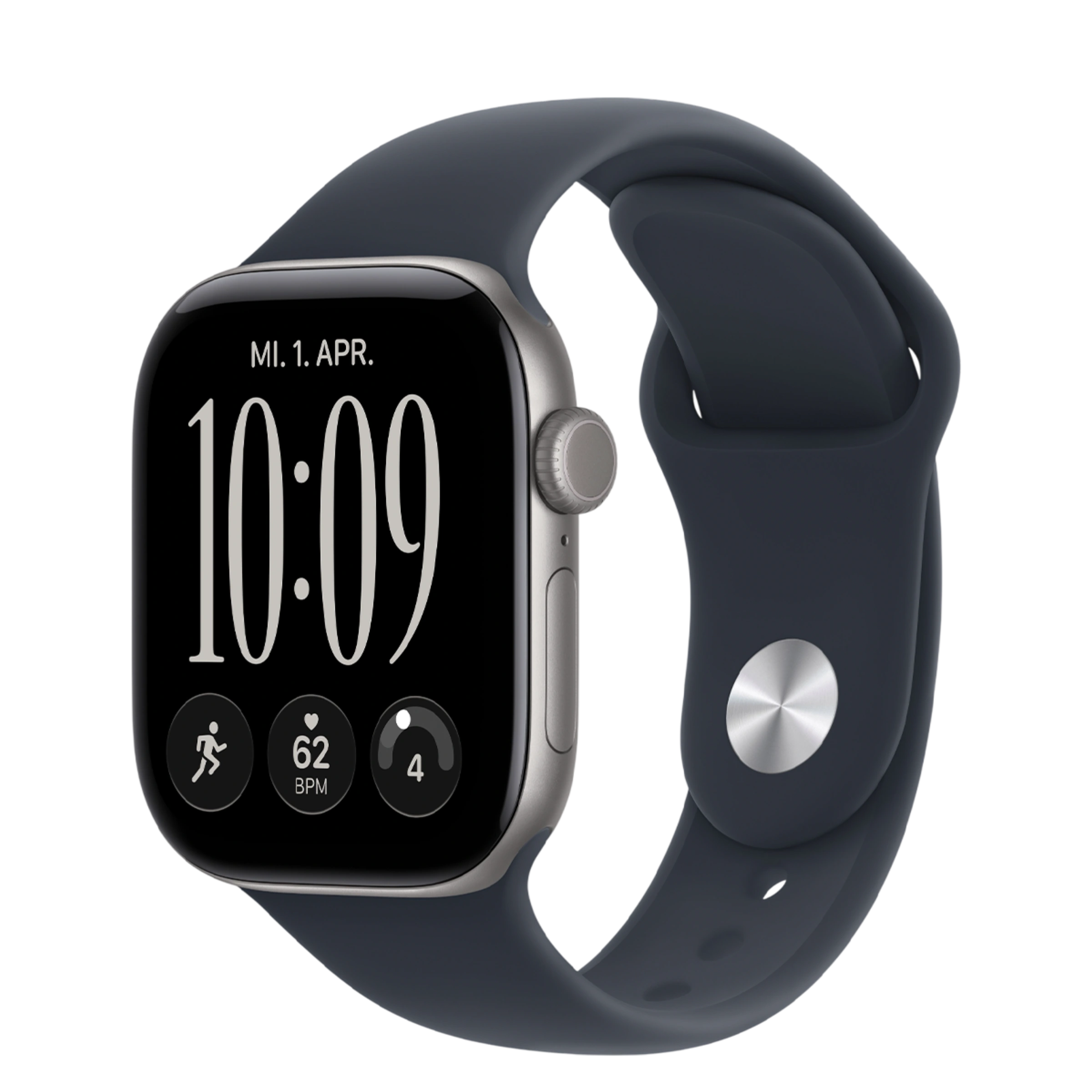 Apple Watch Series 12 GPS 42mm Space Gray Aluminum Case with Navy Blue Sport Band - M/L (MJE94)