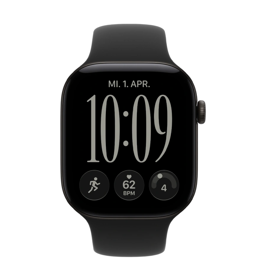 Apple Watch Series 12 GPS 46mm Black Aluminum Case with Black Sport Band - S/M (MJEK4)