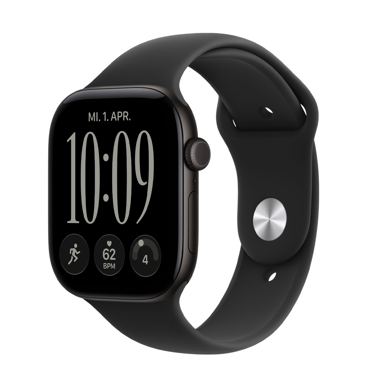 Apple Watch Series 12 GPS 46mm Black Aluminum Case with Black Sport Band - S/M (MJEK4)