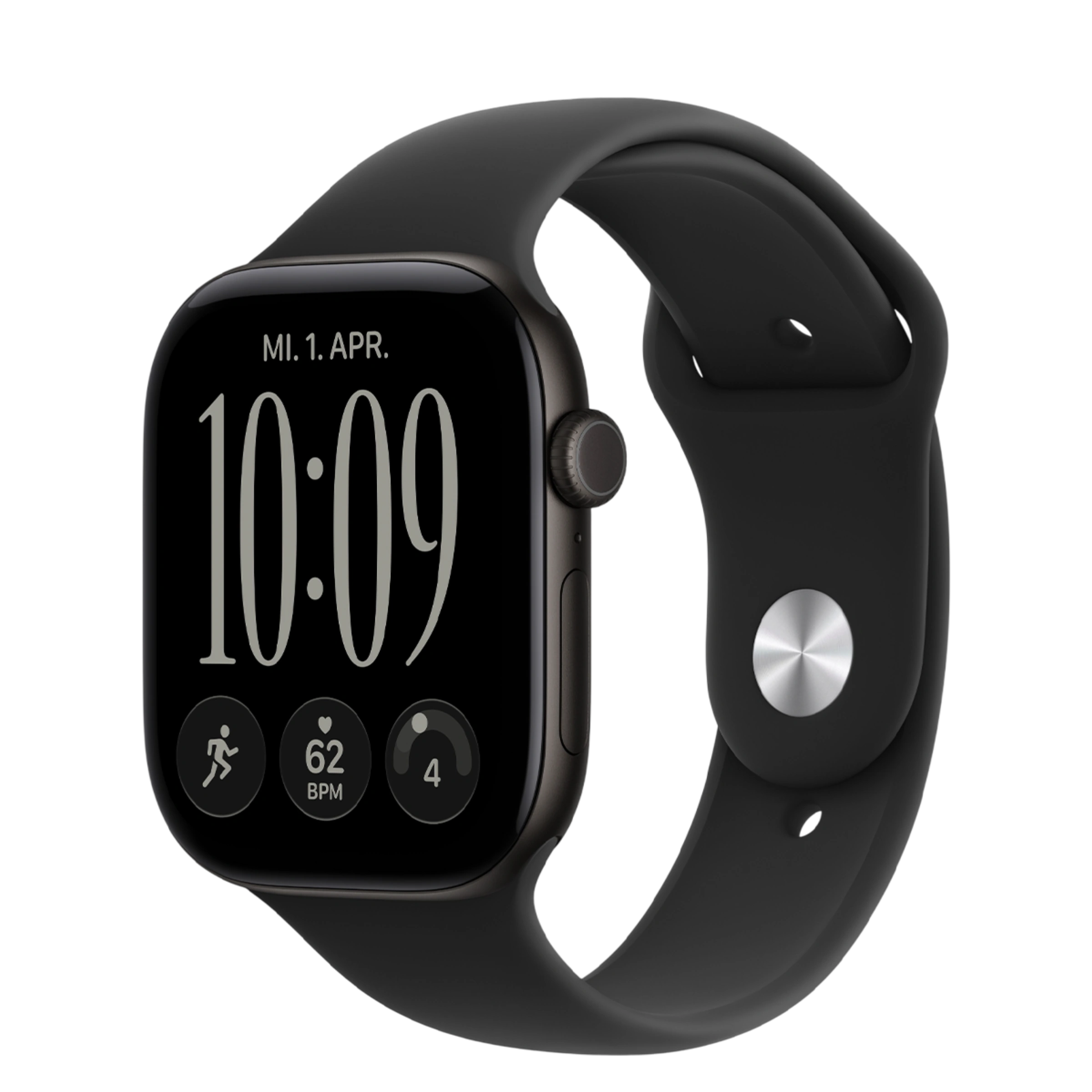 Apple Watch Series 12 GPS 46mm Black Aluminum Case with Black Sport Band - M/L (MJEL4)