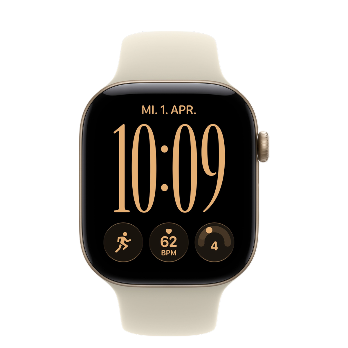 Apple Watch Series 12 GPS 46mm Light Gold Aluminum Case with Sand Sport Band - S/M (MJEN4)