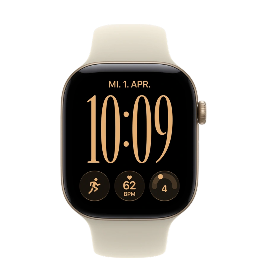 Apple Watch Series 12 GPS 46mm Light Gold Aluminum Case with Sand Sport Band - S/M (MJEN4)