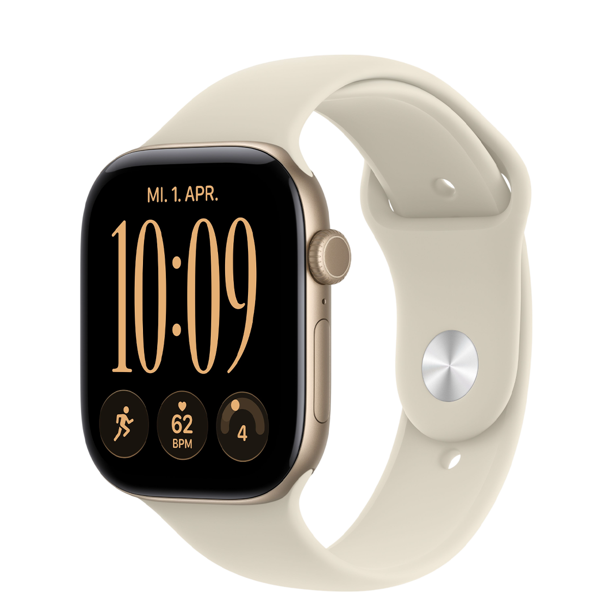 Apple Watch Series 12 GPS 46mm Light Gold Aluminum Case with Sand Sport Band - S/M (MJEN4)