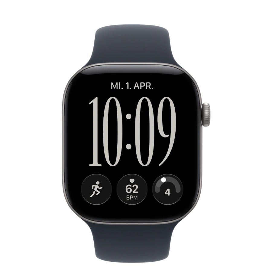 Apple Watch Series 12 GPS 46mm Space Gray Aluminum Case with Navy Blue Sport Band - S/M (MJEH4)