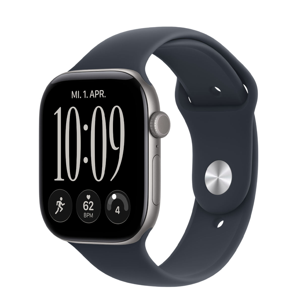 Apple Watch Series 12 GPS 46mm Space Gray Aluminum Case with Navy Blue Sport Band - S/M (MJEH4)
