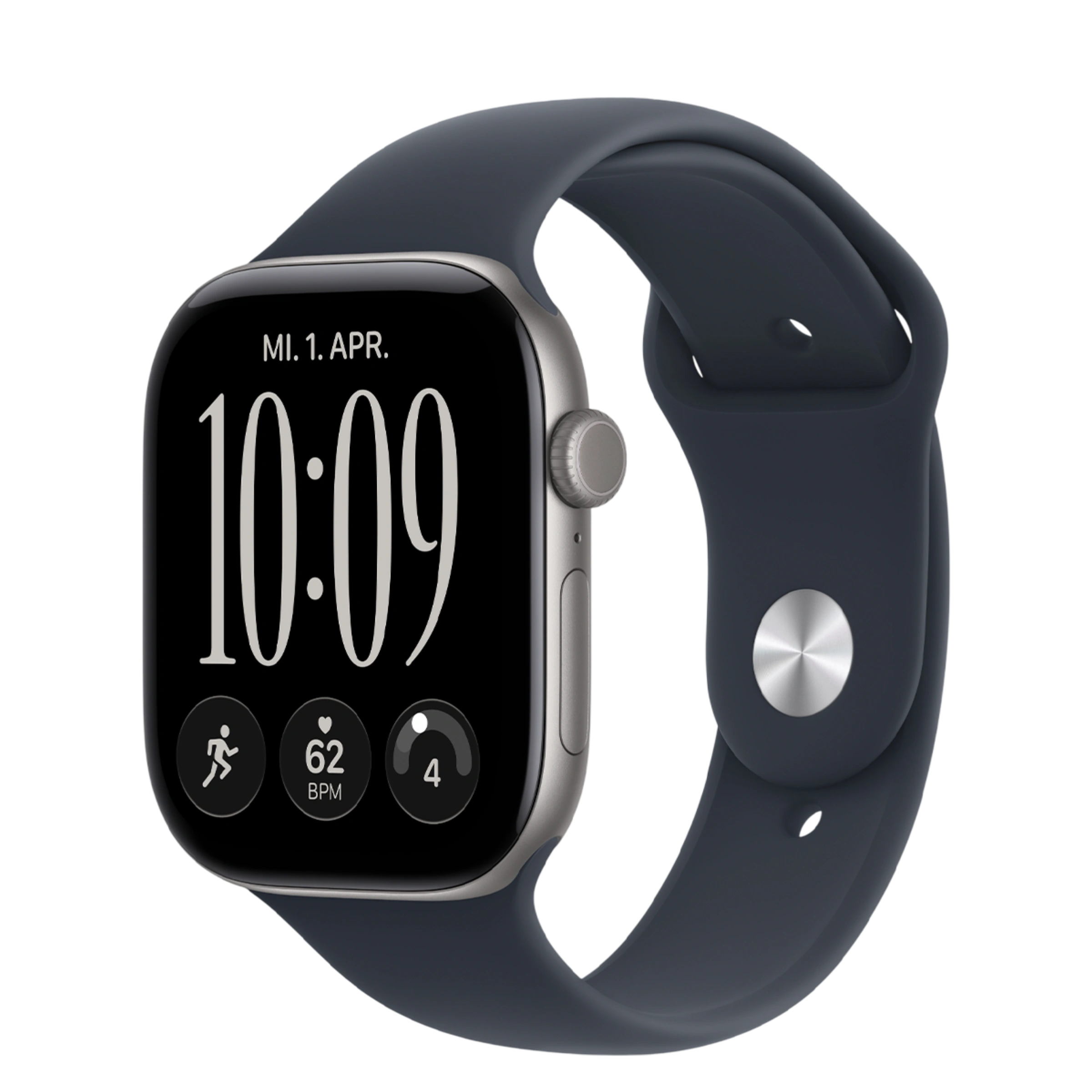 Apple Watch Series 12 GPS 46mm Space Gray Aluminum Case with Navy Blue Sport Band - M/L (MJEJ4)