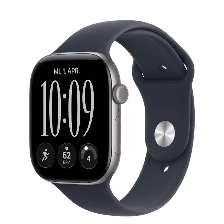 Apple Watch Series 12 GPS 46mm Space Gray Aluminum Case with Navy Blue Sport Band - S/M (MJEH4)