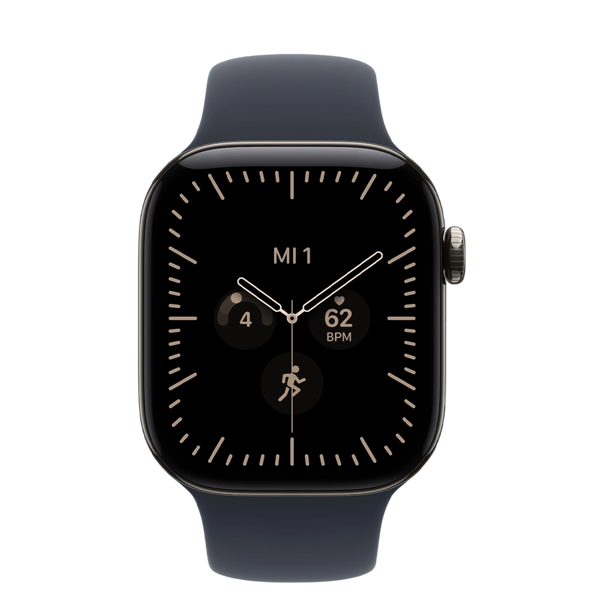 Apple Watch Series 12 GPS + Cellular 42mm Natural Titanium Case with Navy Blue Sport Band - M/L (MJGG4)
