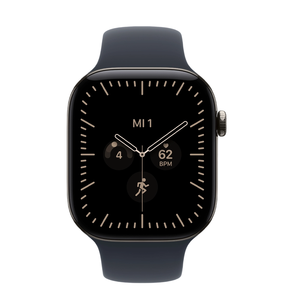 Apple Watch Series 12 GPS + Cellular 46mm Natural Titanium Case with Navy Blue Sport Band - M/L (MJGN4)
