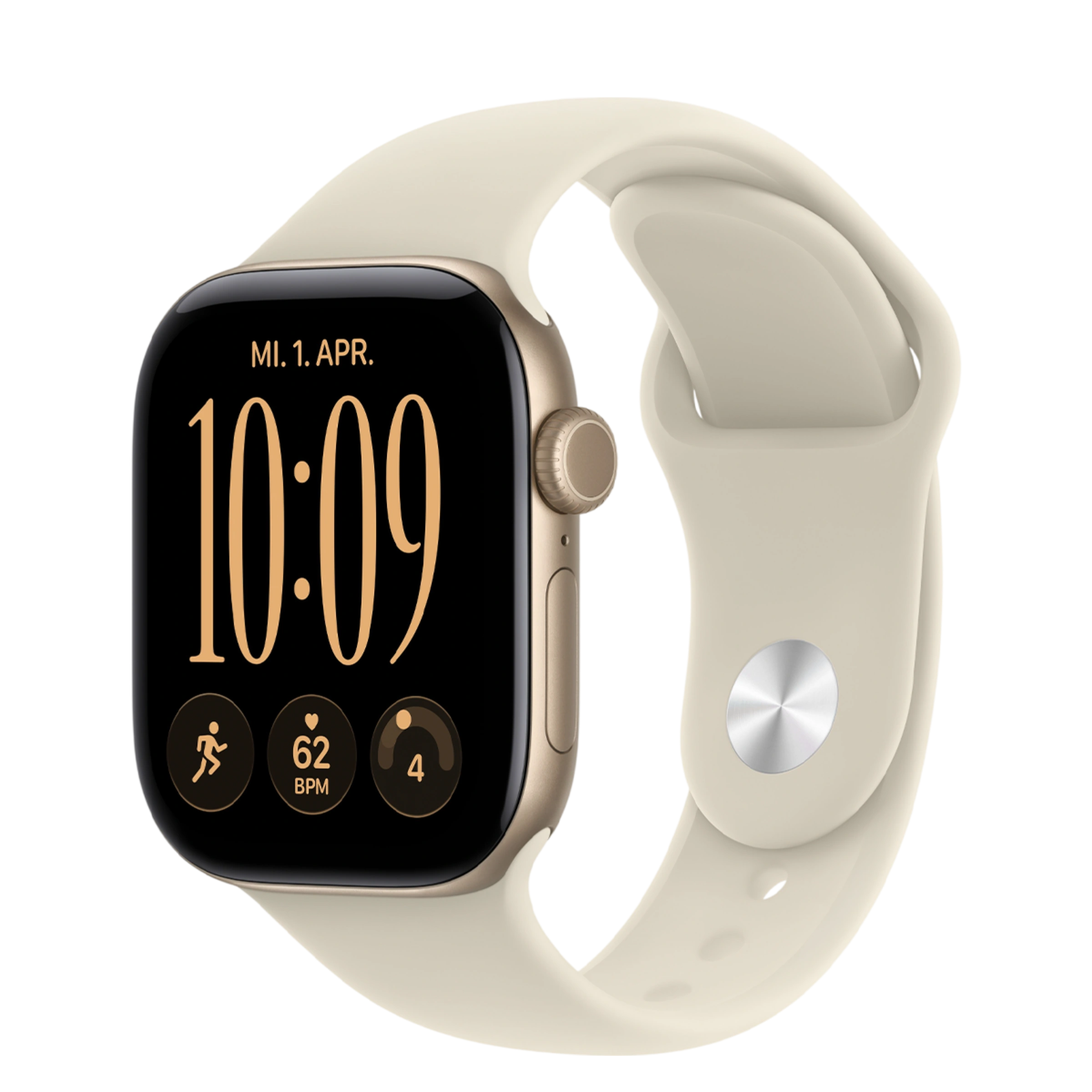 Apple Watch Series 12 GPS 42mm Light Gold Aluminum Case with Sand Sport Band - M/L (MJEE4)