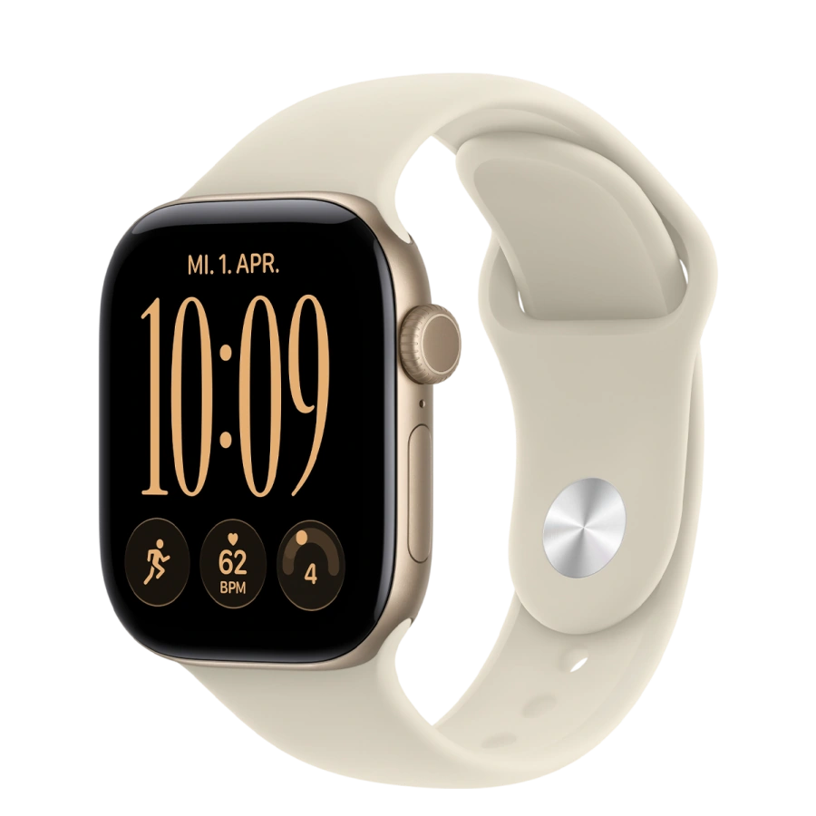 Apple Watch Series 12 GPS 42mm Light Gold Aluminum Case with Sand Sport Band - M/L (MJEE4)