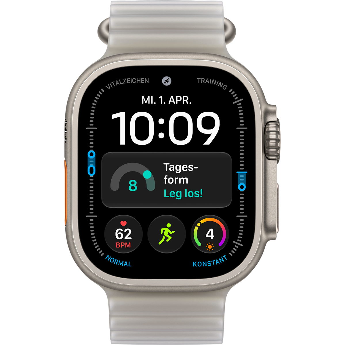 Apple Watch Ultra 4 GPS + Cellular 49mm Natural Titanium Case with Translucent Gray Ocean Band (MJAD4)