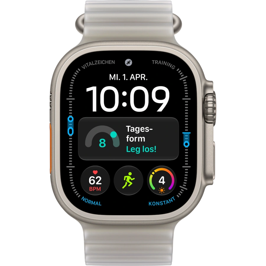Apple Watch Ultra 4 GPS + Cellular 49mm Natural Titanium Case with Translucent Gray Ocean Band (MJAD4)