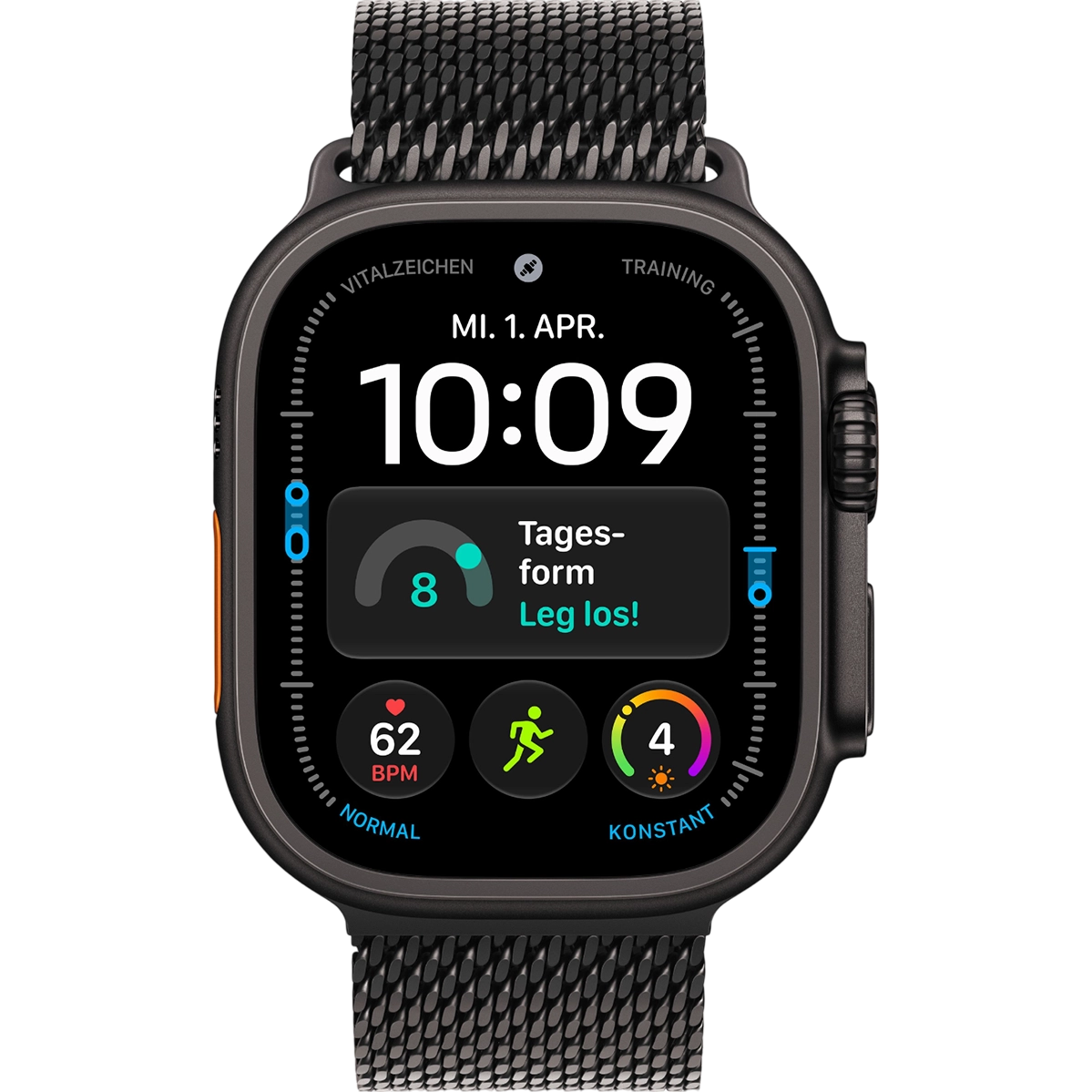 Apple Watch Ultra 4 GPS + Cellular 49mm Black Titanium Case with Black Titanium Milanese Loop - Large (MJAX4)