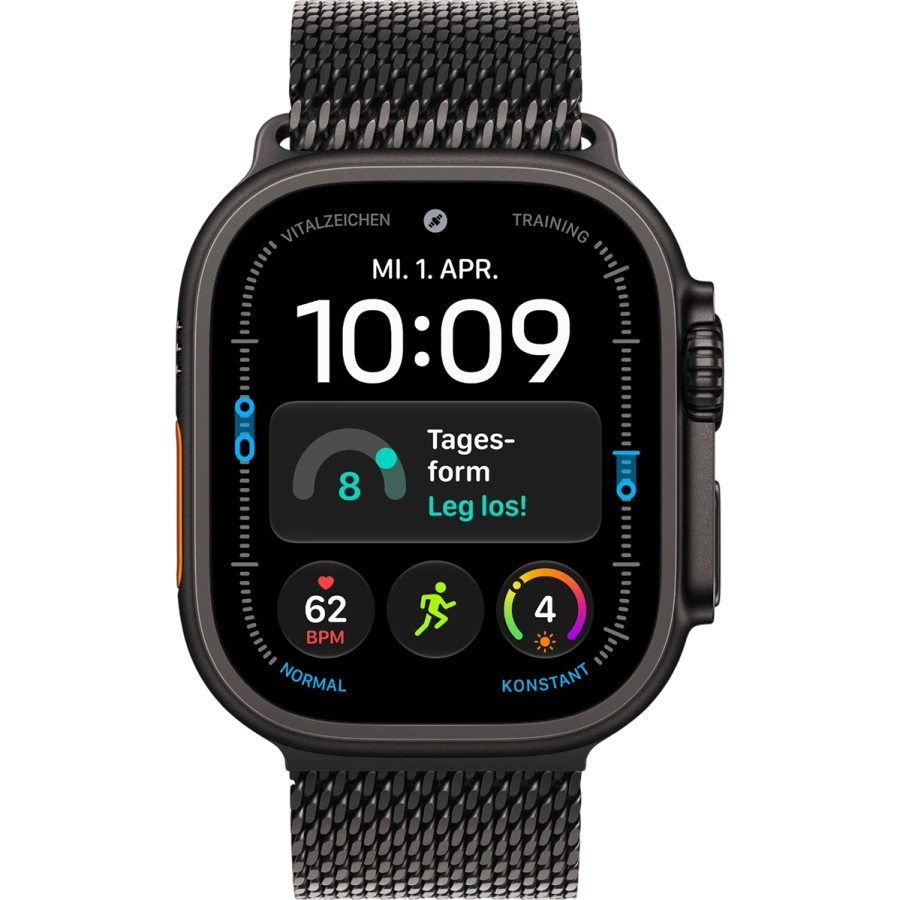 Apple Watch Ultra 4 GPS + Cellular 49mm Black Titanium Case with Black Titanium Milanese Loop - Medium (MJAV4)