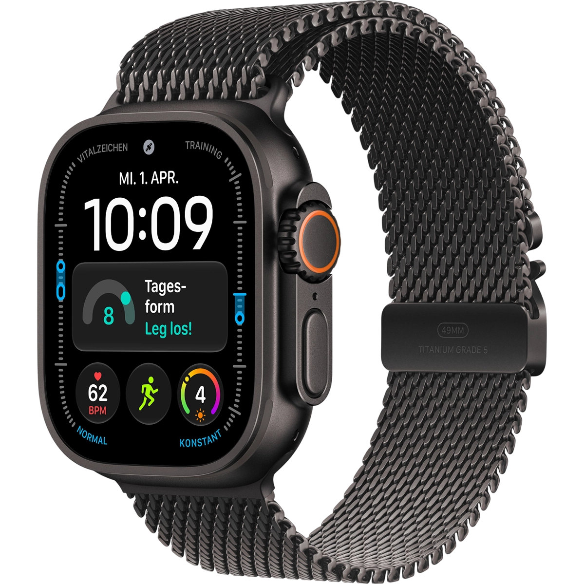 Apple Watch Ultra 4 GPS + Cellular 49mm Black Titanium Case with Black Titanium Milanese Loop - Large (MJAX4)