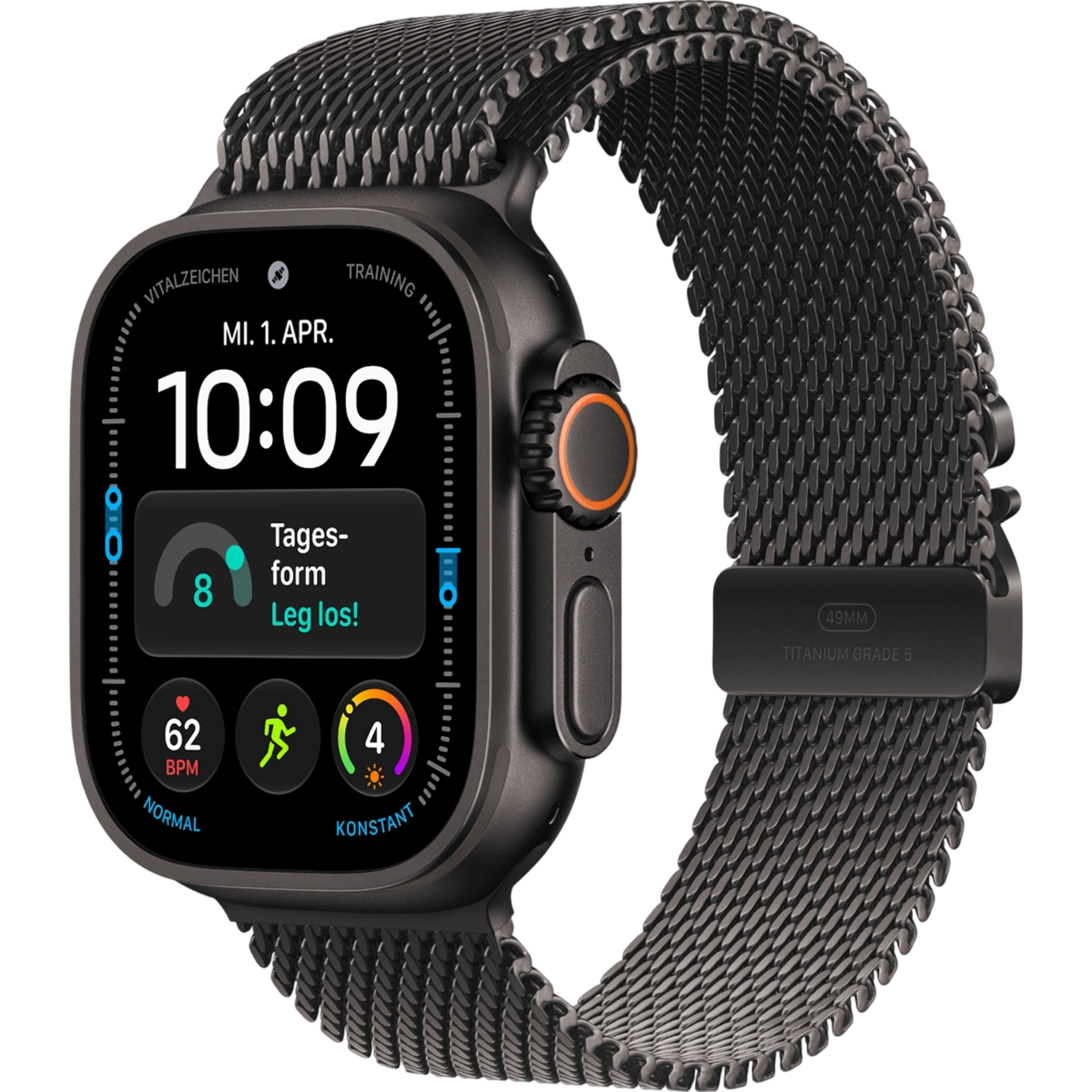 Apple Watch Ultra 4 GPS + Cellular 49mm Black Titanium Case with Black Titanium Milanese Loop - Small (MJAU4)