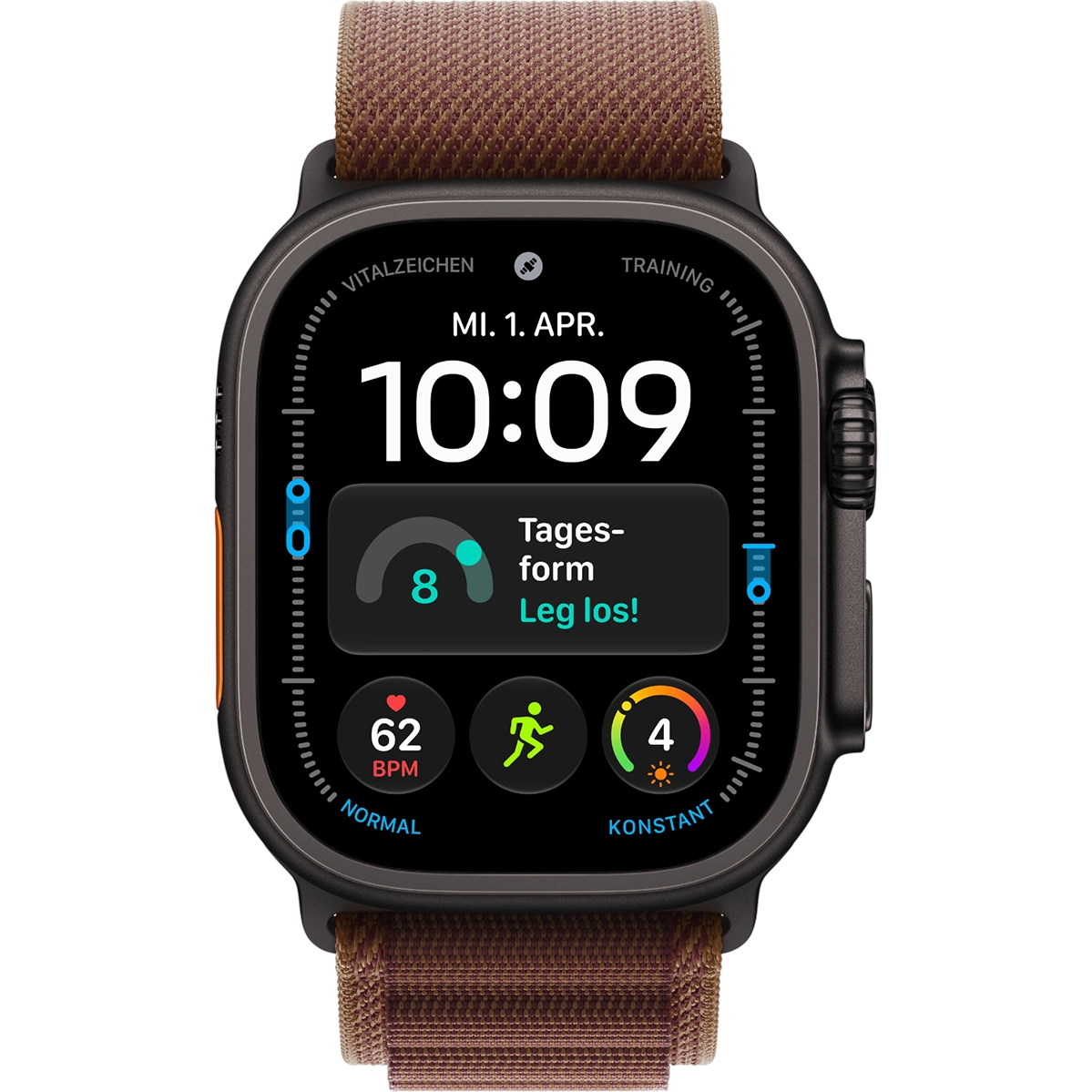 Apple Watch Ultra 4 GPS + Cellular 49mm Black Titanium Case with Burgundy Alpine Loop - Large (MJC24)
