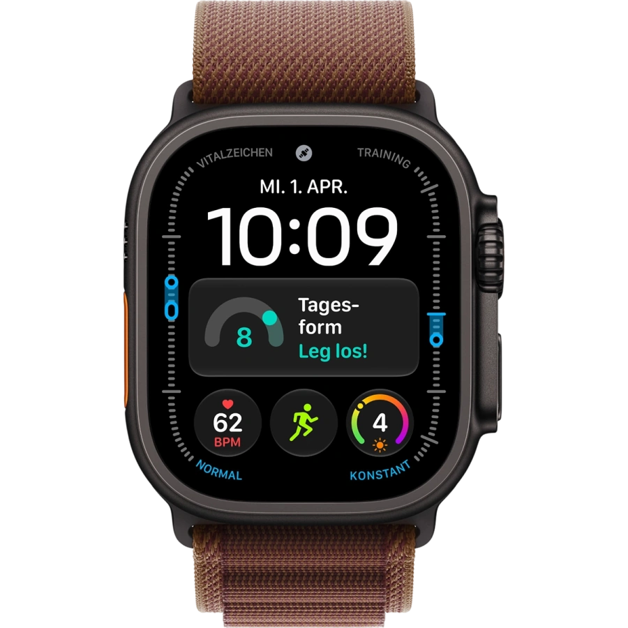 Apple Watch Ultra 4 GPS + Cellular 49mm Black Titanium Case with Burgundy Alpine Loop - Medium (MJC14)