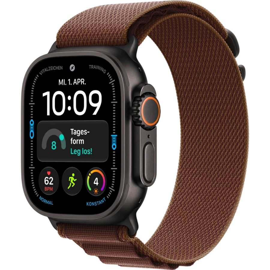 Apple Watch Ultra 4 GPS + Cellular 49mm Black Titanium Case with Burgundy Alpine Loop - Medium (MJC14)