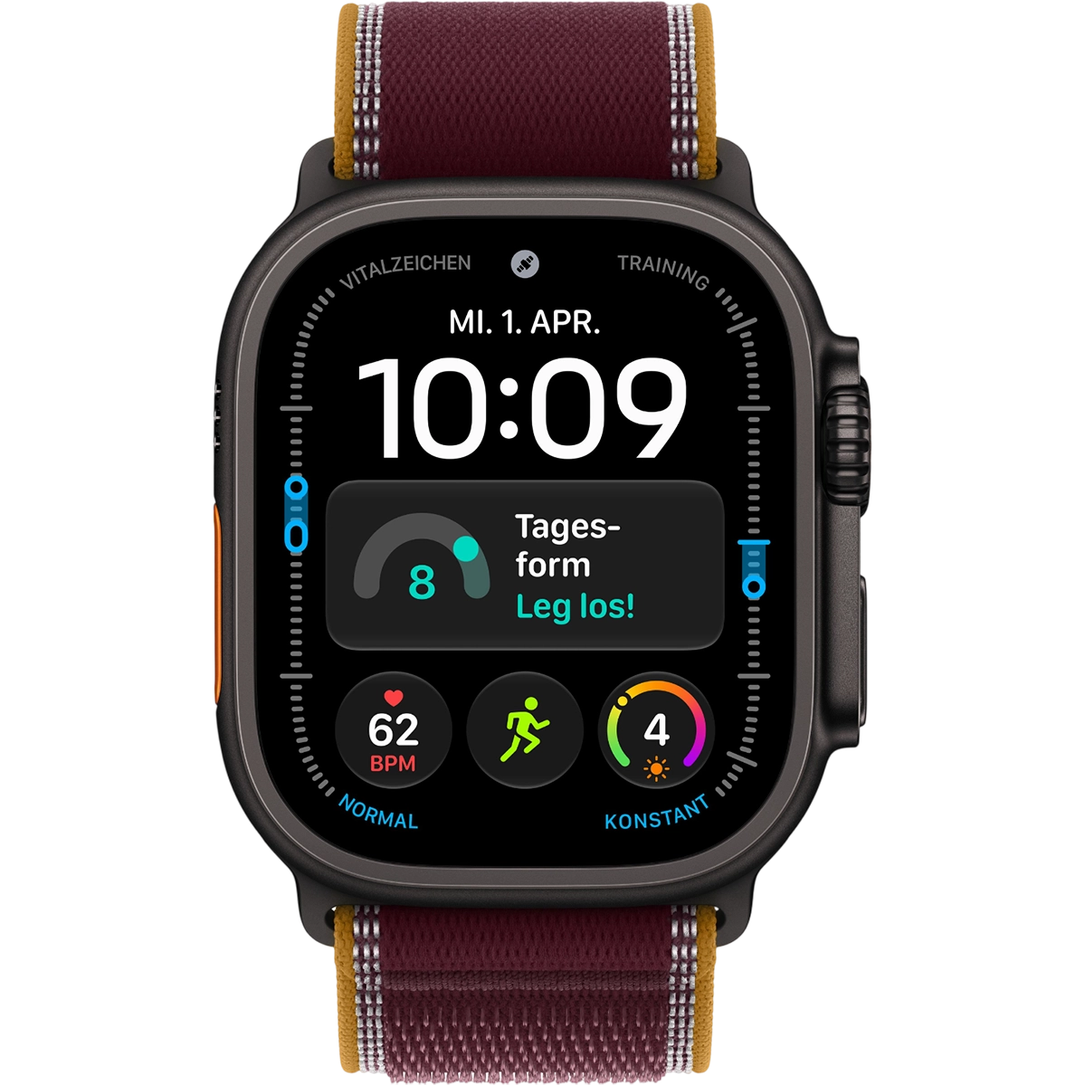 Apple Watch Ultra 4 GPS + Cellular 49mm Black Titanium Case with Burgundy Trail Loop - M/L (MJC44)