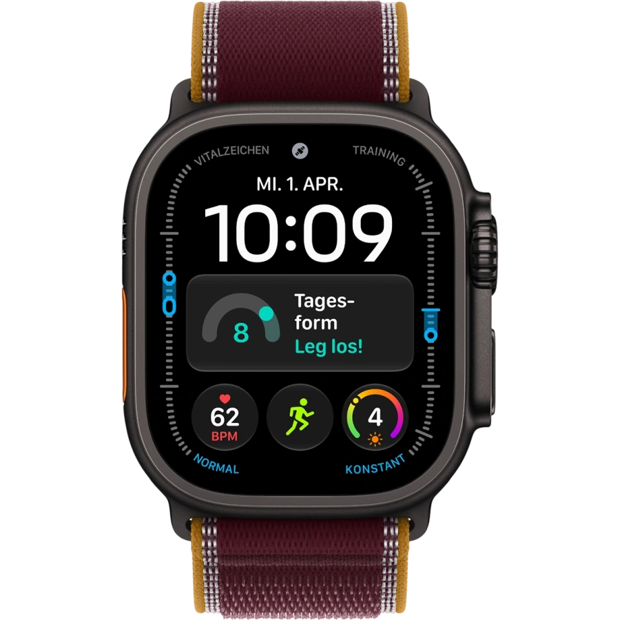 Apple Watch Ultra 4 GPS + Cellular 49mm Black Titanium Case with Burgundy Trail Loop - M/L (MJC44)