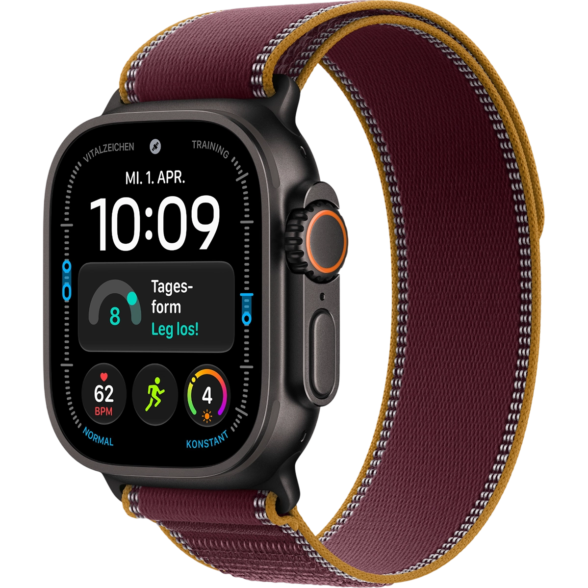 Apple Watch Ultra 4 GPS + Cellular 49mm Black Titanium Case with Burgundy Trail Loop - M/L (MJC44)