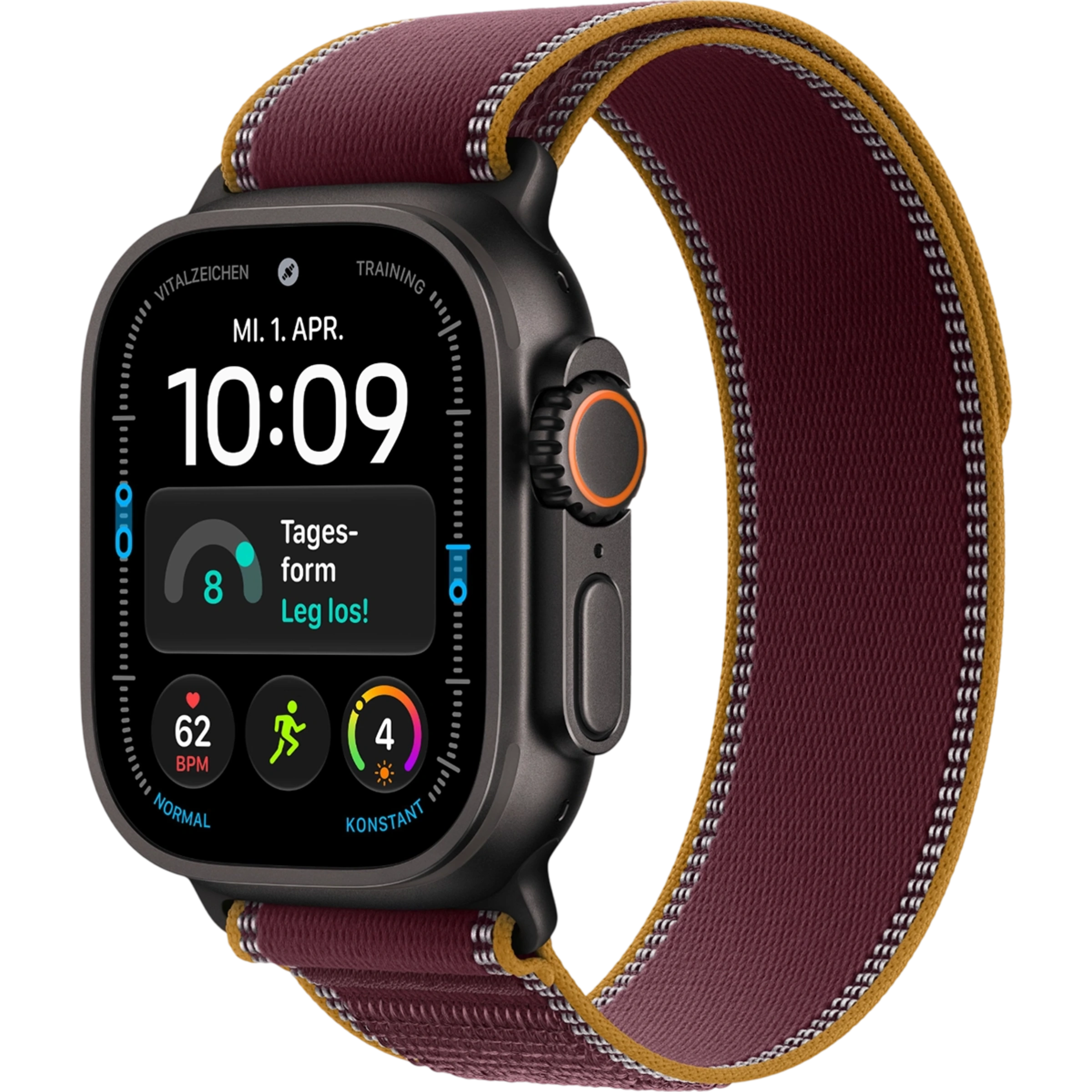Apple Watch Ultra 4 GPS + Cellular 49mm Black Titanium Case with Burgundy Trail Loop - S/M (MJC34)