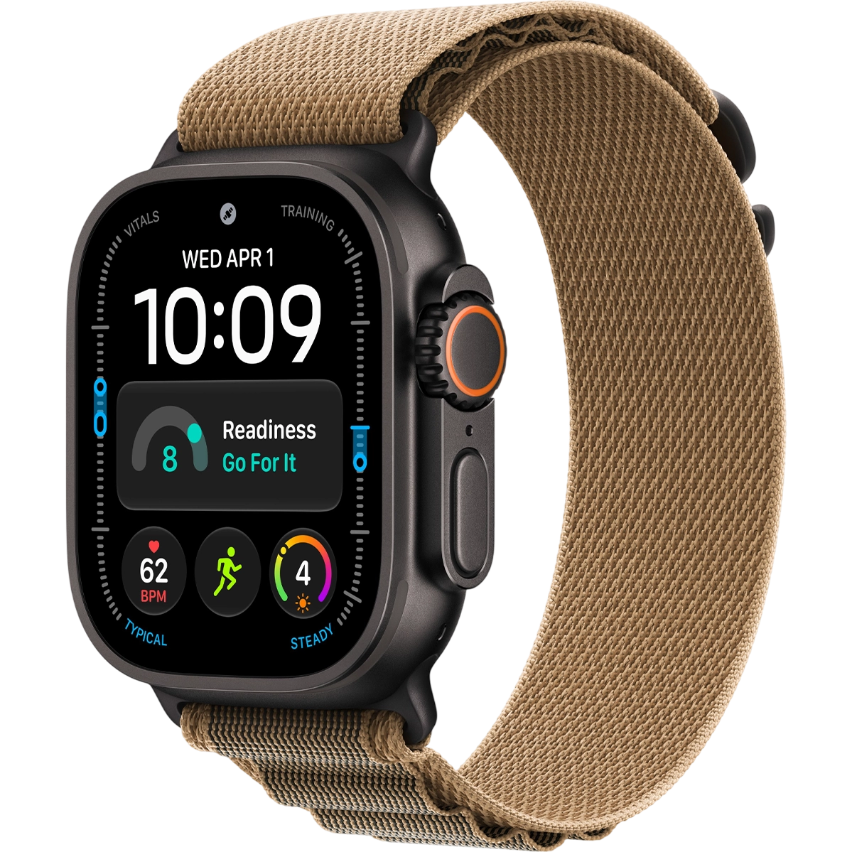 Apple Watch Ultra 4 GPS + Cellular 49mm Black Titanium Case with Desert Alpine Loop - Small (MJCT4+MKF34)
