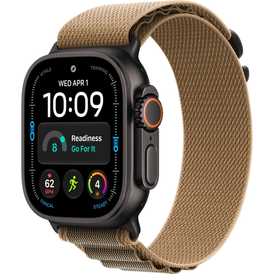 Apple Watch Ultra 4 GPS + Cellular 49mm Black Titanium Case with Desert Alpine Loop - Small (MJCT4+MKF34)