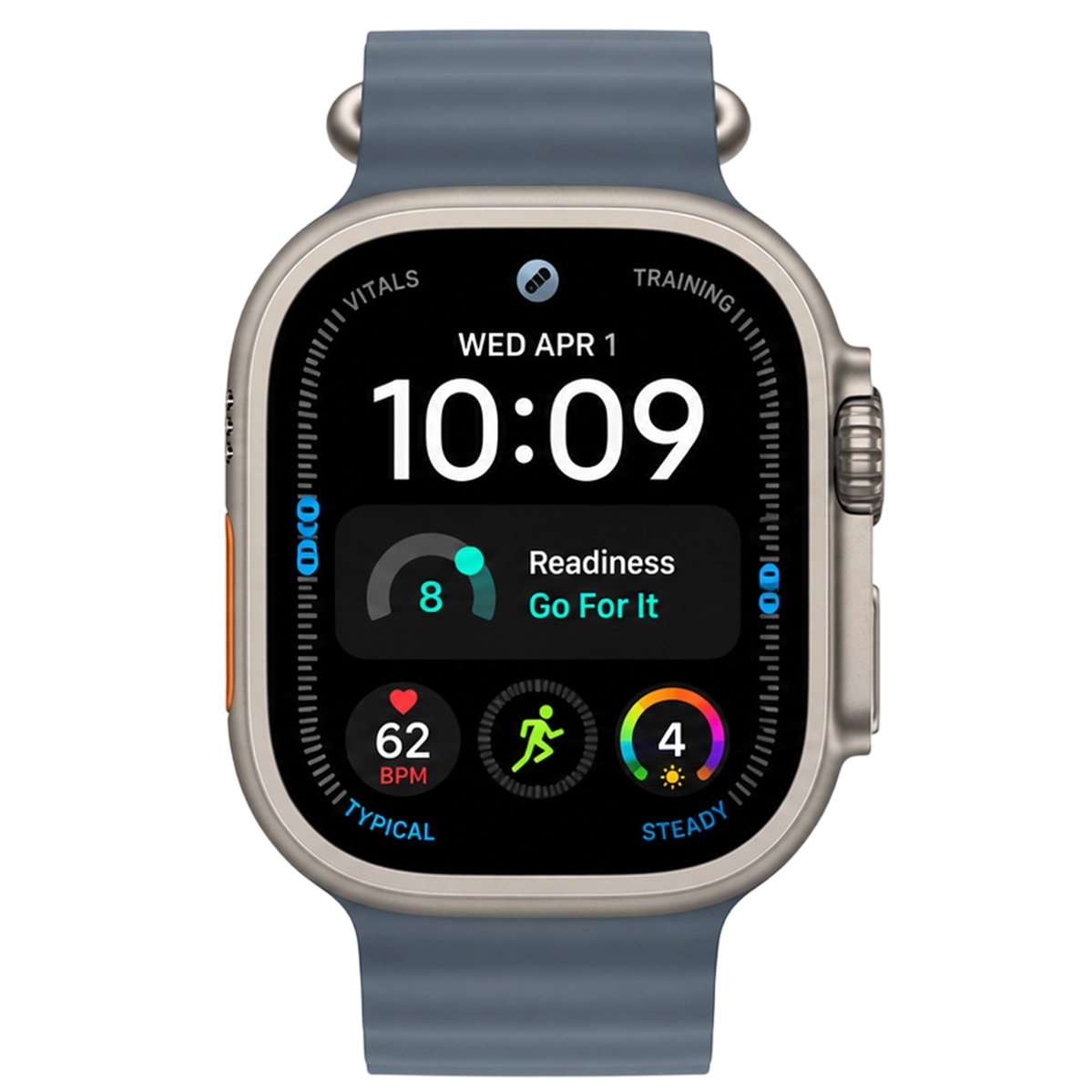 Apple Watch Ultra 4 GPS + Cellular 49mm Natural Titanium Case with Anchor Blue Ocean Band (MJCR4+MGCC4)