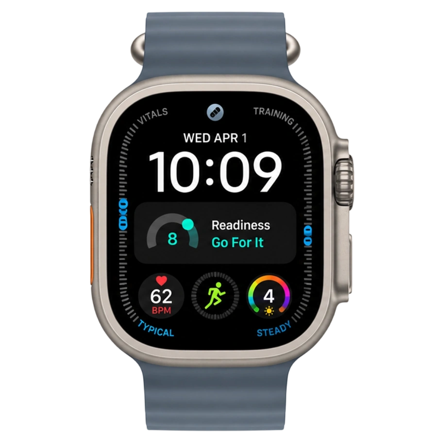 Apple Watch Ultra 4 GPS + Cellular 49mm Natural Titanium Case with Anchor Blue Ocean Band (MJCR4+MGCC4)
