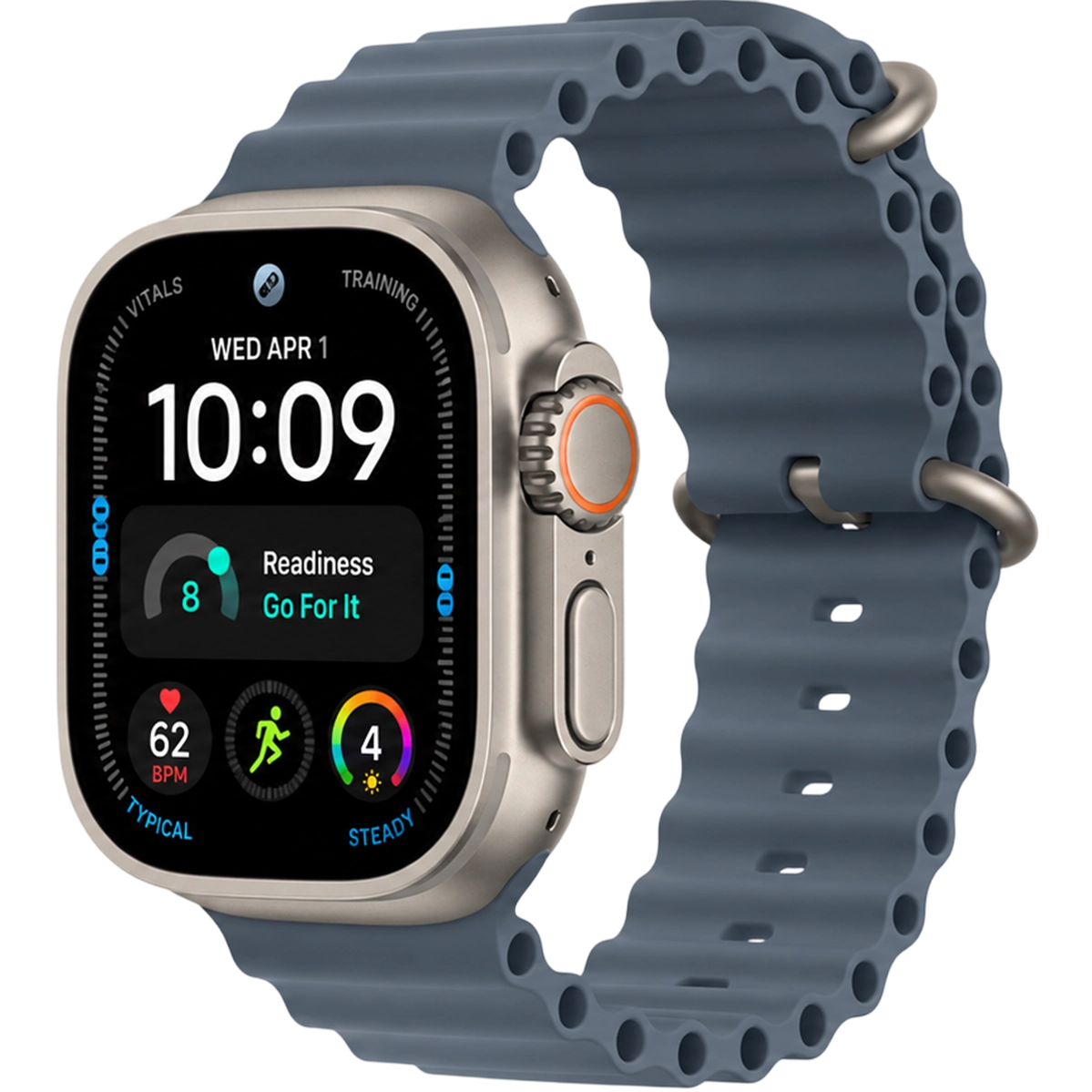 Apple Watch Ultra 4 GPS + Cellular 49mm Natural Titanium Case with Anchor Blue Ocean Band (MJCR4+MGCC4)