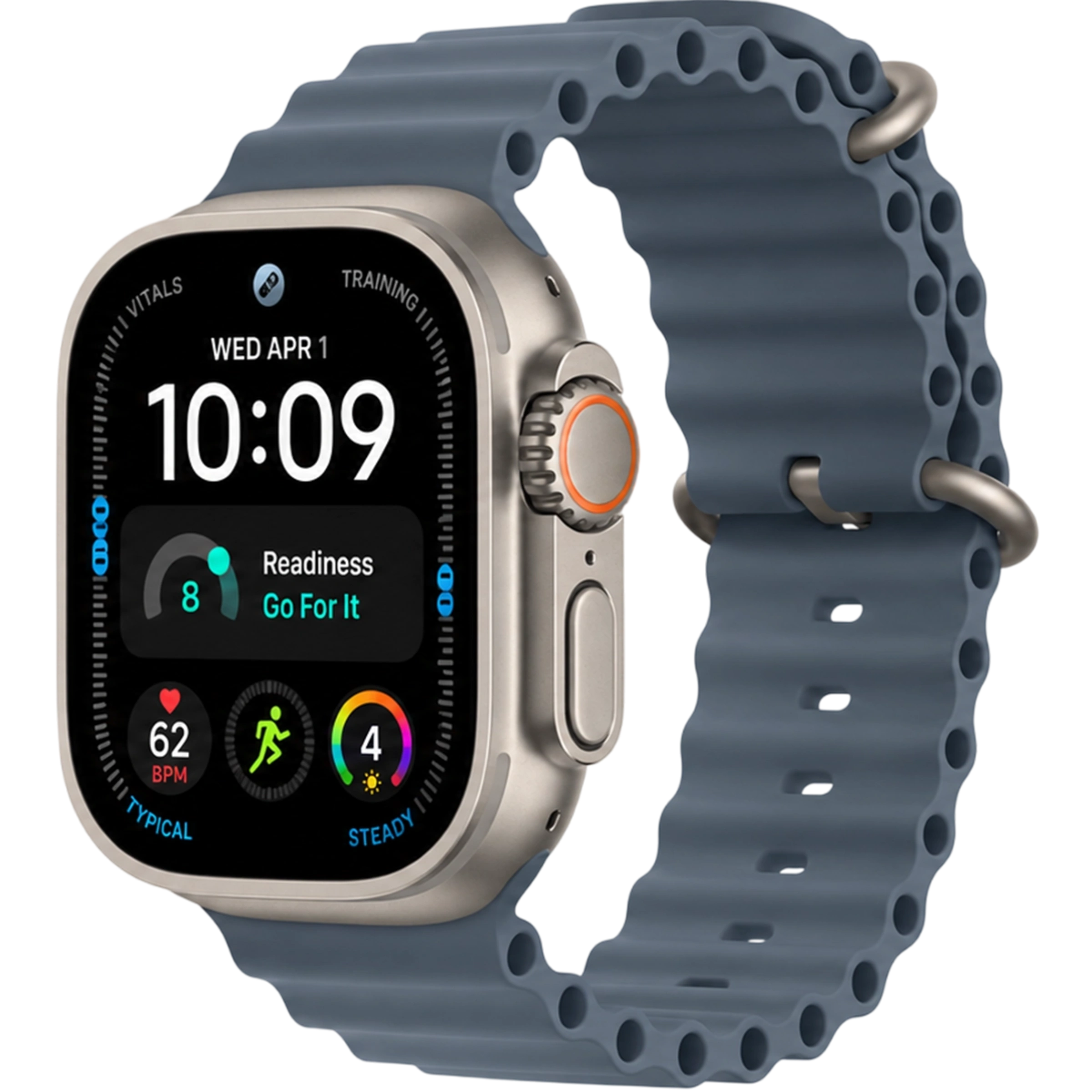 Apple Watch Ultra 4 GPS + Cellular 49mm Natural Titanium Case with Anchor Blue Ocean Band (MJCR4+MGCC4) Apple Watch Ultra 4 GPS + Cellular 49mm Natural Titanium Case with Anchor Blue Ocean Band (MJCR4+MGCC4)