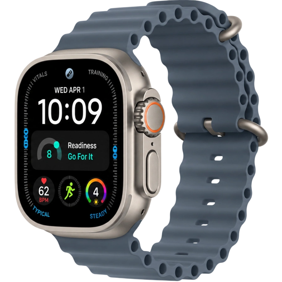 Apple Watch Ultra 4 GPS + Cellular 49mm Natural Titanium Case with Anchor Blue Ocean Band (MJCR4+MGCC4)
