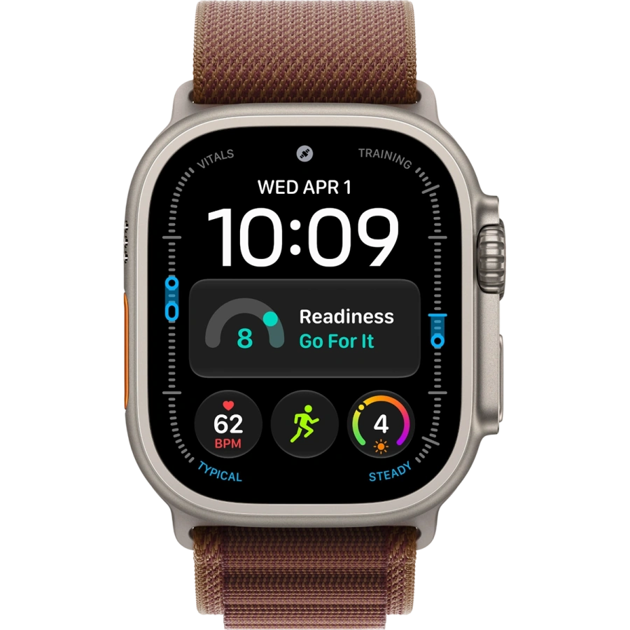 Apple Watch Ultra 4 GPS + Cellular 49mm Natural Titanium Case with Burgundy Alpine Loop - Medium (MJCR4+MK7E4)