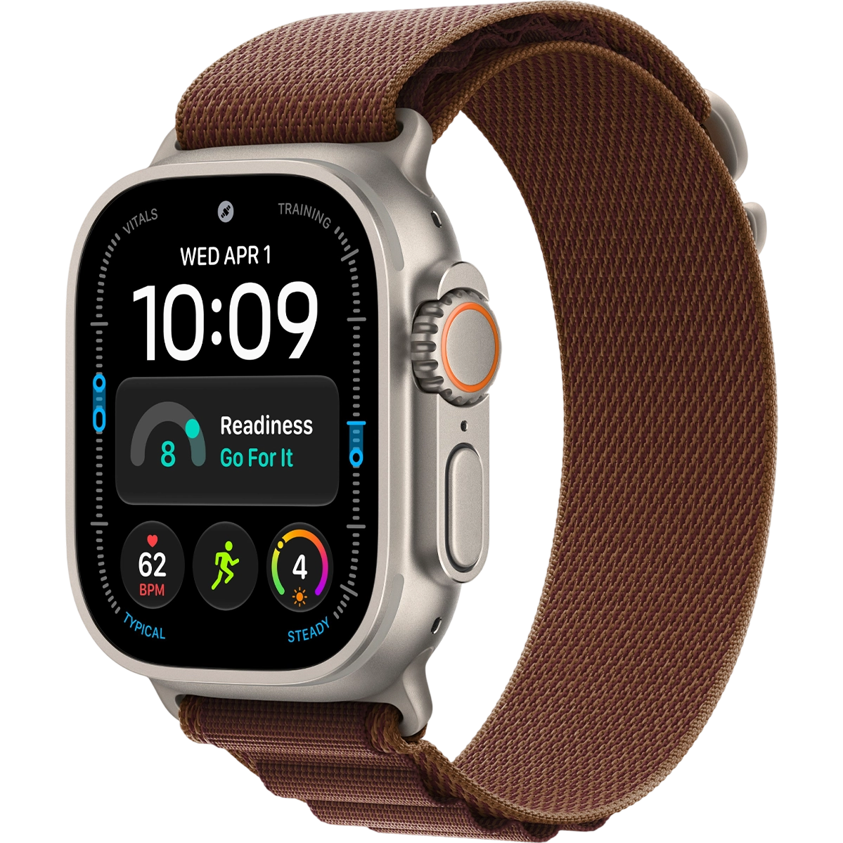 Apple Watch Ultra 4 GPS + Cellular 49mm Natural Titanium Case with Burgundy Alpine Loop - Medium (MJCR4+MK7E4)